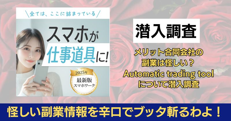 メリット合同会社の副業は怪しい？Automatic trading toolについて潜入調査
