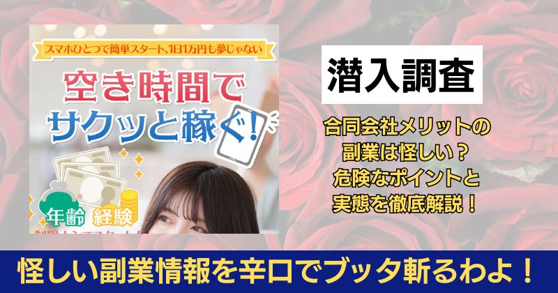 合同会社メリットの副業は怪しい？危険なポイントと実態を徹底解説！