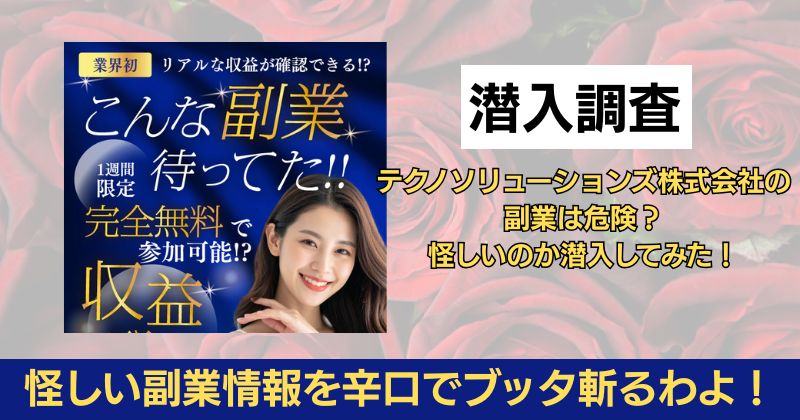 テクノソリューションズ株式会社の副業は危険？怪しいのか潜入してみた！